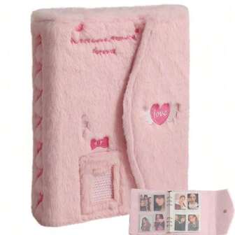 1本卡通A5卡通毛绒活页相册（附10张透明内页）可爱女生明星相册卡片收纳相册学生3寸照片卡片相册偶像小卡片收纳展示收纳相册非常适合追星女生﻿