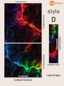 3片/套 冰蓝、红色和金色大理石纹科幻霓虹灯图案贴膜，兼容游戏机，防刮擦、耐用、无气泡、易于粘贴、防水耐磨PVC材质 - 彩色 - 查看 15
