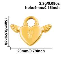 2pcs Heart Lock & Crescent Moon Pendant, 304 Stainless Steel Charm Jewelry Making Supplies, Witch Heart Moon Pendant, DIY Necklace, Keychain, Earrings, Bracelet Decoration, 18k Plated PVD, Unisex