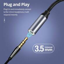 1 pieza Adaptador de auriculares 2 en 1, Cable convertidor de audio, de 3.5 mm a Tipo-C/Apple Lightning, compatible con adaptador de audowei - Gris - Ver 4