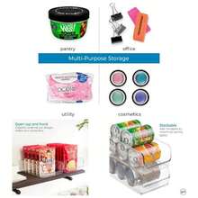 56930M2 Linus Almacenamiento para Refrigerador y Congelador, Organizador de Latas para Cocina, Transparente, 11x 5.5x 3.5, 2 piezas - Grande - Ver 1