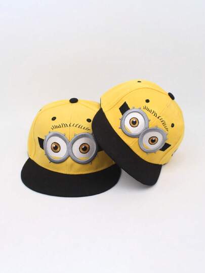 Minions 1/2pcs Minions Themed Cartoon Anime Parent-Child Minions Flat-Brimmed Hip-Hop Hat, Fashion Street Dance Baseball Cap With Cute Eye Design, Suitable For Christmas And Halloween Decorations, Great Birthday Gift For Friends