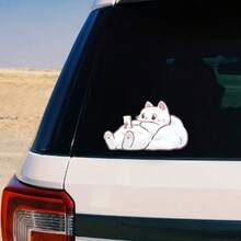 White Or Coffee Colored Cartoon Cat Stickers Are Suitable For Cars, Trucks, Motorcycles, Laptops, Water Bottles, And Other Disposable Self-Adhesive Glass Surface Stickers With Matte Surfaces