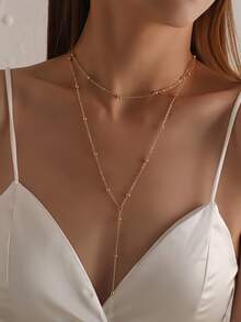 2 Stück/1 Stück, exquisite mehrschichtige Ketten-Anhänger Halskette, mehrschichtige Y-förmige Halskette, Damenstil, einfache und vielseitige personalisierte Ketten-Halskette, Lasso-Stil Gold-Halskette, Damenschmuck, Geschenk