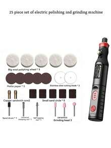 Portable Electric Polishing Machine Set, Suitable For Polishing, Grinding, Carving, Cutting, Drilling, USB Rechargeable Lithium Battery, Handheld Mini Electric Drill For Home Use, Polishing & Carving, Ideal For DIY Of Metal/Jade/Wood/Stationery/Glass/Plastic Materials