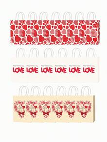 Love Valentine's Day Gift Bag, Wedding Companion Gift Kraft Paper Handbag, Mother's Day Gift Packaging Paper Bag, Love Gift Bag, Gift Storage Bag, Valentine's Day Love Romantic Bag - Multicolor - View 3