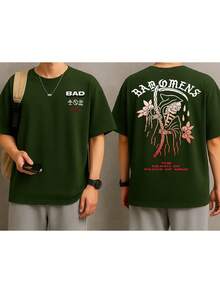 Rock Band T-Shirt 100% Cotton Plus Size - Army Green - View 1
