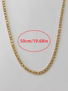 1pc Exquisite High-End Hip Hop Durable Sparkling Full Rhinestone Tennis Chain Necklace, Suitable For Men And Women, Ideal For Holidays, Parties, Daily Wear, Wonderful Gift For Halloween, Christmas, Thanksgiving, Birthday