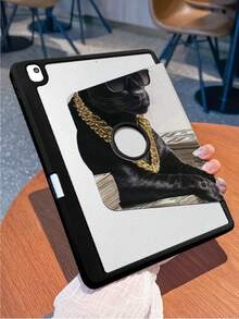 Husă de protecție pentru tabletă iPad cu imprimeu One Creative Dollar Panther, carcasă acrilică transparentă anti-îndoire, cu trei plieri, rotativă, cu design anti-cădere din silicon îngroșat, poziție orificiu de marcare omisă, suportă funcția de trezire/somn automat, compatibilă cu modelele iPad 10/9/Pro 11 2024/iPad 11 2025
