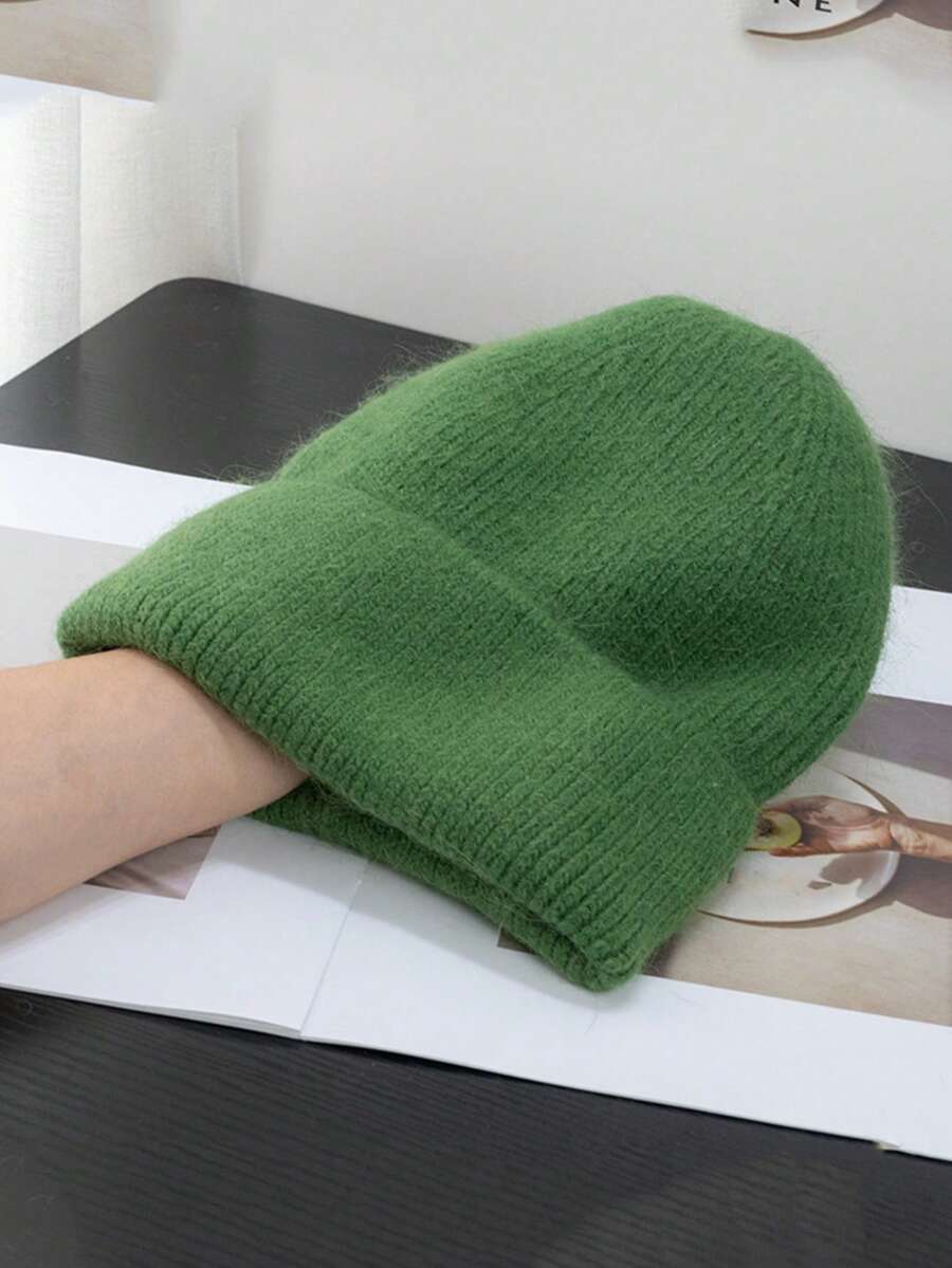 FADZOYLE 1pc Women's Knitted Cuffed Beanie, Soft Loose Warm Comfortable Knit Hat, Unisex Adult Ski Running Cap, Winter