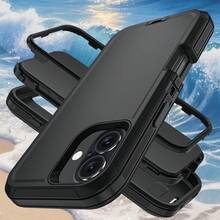 The All Inclusive Phone Case For  17/Apple  Air/16/15/14/13/12 Plus Pro Promax Is Designed With A Combination Of TPU And PC Materials. It Adopts A Double-Layer Design, Made Of TPU And PC, Providing Anti Slip And Shock Absorption Functions, Sturdy And Durable, And A Minimalist Protective Shell - 黑色 - 查看 2