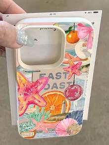 1pc Beach Starfish & Fruit Pattern Matte Anti-Fall TPU Phone Case, Compatible With IPhone 17, 16, 15, 14, 13, 12, 11 Pro Max And Galaxy A55/54/53/52/51, S25/24/23/22/21 Series - Multicolor - View 3