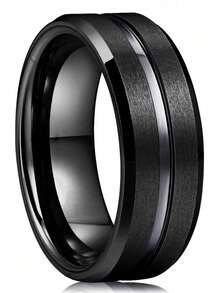 4pcs Fashionable Stainless Steel Single Loop Black Embossed Matte Decoration Everyday Wear For Men - Black - View 23