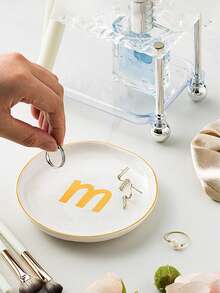 صينية مجوهرات بحواف حرفية، صينية عرض خاصة بالخواتم والعقود، صينية تخزين المجوهرات والصابون للحمام، أسماء مكتوبة للهدايا في أعياد الميلاد وعيد الحب والكريسماس، مصنوعة من السيراميك، وموثوقة