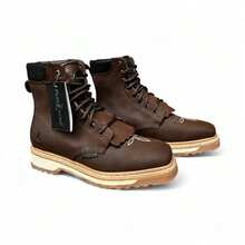 Bota Agujeta BARBAS Purepecha Suela Antiderrapante Hombre Piel - Café - Ver 6
