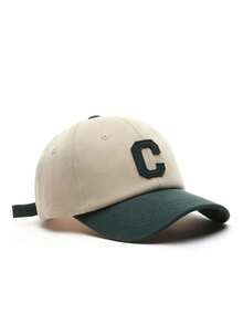 1 件棕色厚字母 C 刺绣棒球帽，户外防晒休闲棒球帽 - 綠色 - 查看 2