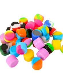 1/5/10/Pc Silicone Mini Storage Container With Lid - 0.07oz, Perfect For Wax, Oils & Cigarette Accessories, Travel-Friendly Cosmetic Jar For Creams, Lotions & Makeup Samples - Multicolor - View 10