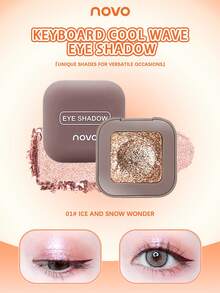 NOVO Sombra de ojos monocromática brillante, de textura cremosa, de larga duración, fácil de aplicar, iluminador, adecuado para uso diario, vacaciones, graduación, fiesta, maquillaje de escenario, festival de música - 01# Hielo y nieve - Ver 1