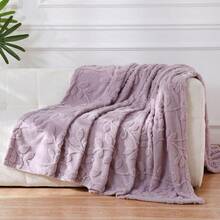 Manta de forro polar de franela blanca para sofá, cama - Mantas súper suaves para mujeres, manta esponjosa texturizada con hojas 3D, ligera y acogedora