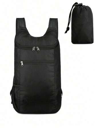 Multipurpose Daypack Polyester Blend Sports Backpack - With Zipper, Waterproof, Universal Fit For Travel - 8-Inch Lightweight Foldable Backpack - Outdoor Travel Sports Bag For Men & Women - Durable, Water-Resistant, And Comfortable Folding Bag Ultra-Light Portable Storage Bag Travel Bag Waterproof Backpack Outdoor Sports Backpack