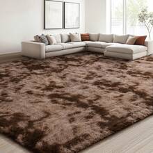 Merry Christmas Winter Soft Plush Shag Rug 5x7, Ultra Fluffy Rug For Living Room Bedroom, Non-Slip Fuzzy Large Area Rug For Living Room, Carpet For Girl Boy Kids, Modern Indoor Home Decor Aesthetic, Black - 咖啡棕 - 查看 1