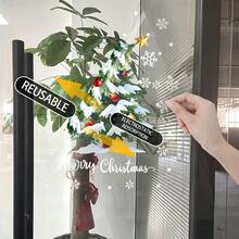 2pcs Christmas Tree Window Stickers, Snowflake Bell Ball Winter Christmas Stickers, Cartoon Merry Christmas Stickers, Or Party Glass DIY Supplies, Home Living Christmas, Christmas Window Stickers, Christmas Gifts, Suitable For Home, Bedroom, Office, Indoor, Outdoor And Dessert Shop Holiday Decoration, Christmas - Multicolor - View 5