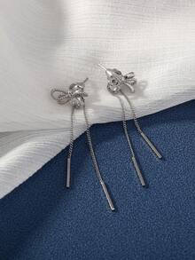 Nooxian 1 Paar Damen Silber Metall Schleife Quasten Ohrringe, Schmetterling Schmuck Geschenk