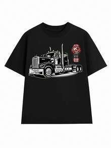 Kenworth Highway King Cotton T-Shirt, Unisex Fashion Classic Print, Sports Top And Bold Truck Graphic Design, Suitable For Outdoor Travel, Is The Perfect Gift For Truck Drivers. - màu đen - Xem 1