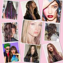 12 件套 BB 夹金属丝发饰 20 英寸闪光金属丝发夹 耐热假发 闪亮仙女发饰 - 彩色 - 查看 11