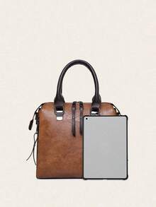 四件套女士大容量手提包套装，包括手提包、单肩包、斜挎包和钱包，可作背包使用，便携，经典休闲/商务休闲风格，适合青少年、女性、大学生、上班族、学生，适用于各种场合。