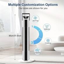 2025 New 3 In 1Tower Fan For Bedroom, Upgrated 6 Speeds Ultra-Quiet Floor Fan, 60° Oscillating Fans For Indoors With 28ft/S Velocity, Standing Fans, Bladeless Fan Powerful For Home Office Roomn - 查看 4