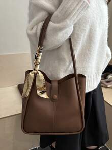 حقيبة كتف نسائية فاخرة ذات لون أحادي متعددة الاستخدامات