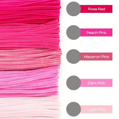 520 piezas de limpiapipas rosas de estilo bohemio, 5 tonos de rosa para elegir, suministros de manualidades de alta calidad, palitos esponjosos para proyectos de arte y manualidades, decoración del hogar (Serie Rosa)