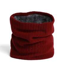 1pc Solid Color New Thickened Fleece Neck Warmer, Knitted Elastic Thermal Neck Gaiter For Men & Women, Winter