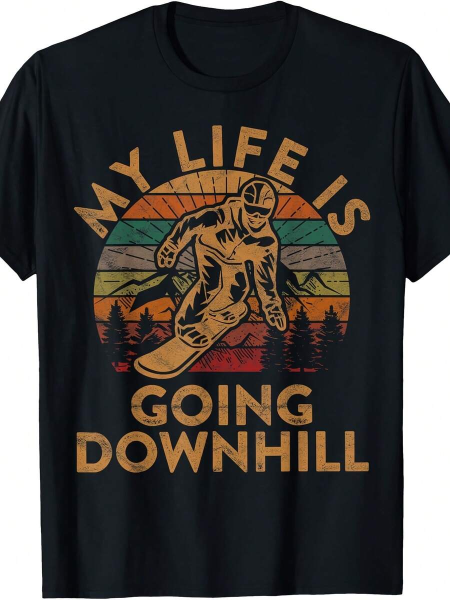 My Is Going Downhill Snowboard Gift Winter Snowboarding T-Shirt - Gaya 10 - View 1