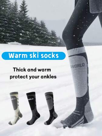 1 Pasang Kaos Kaki Ski Tebal dan Hangat, Kaos Kaki Panjang Tebal Musim Dingin Unisex, Menyerap Keringat dan Tahan Bau, Cocok untuk Ski di Luar Ruangan, Mendaki, Olahraga, Kaos Kaki Salju Hangat Anti Selip, Kaos Kaki Panjang Bernapas untuk Melindungi Pergelangan Kaki
