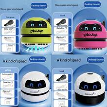 Mini Desktop Vacuum Cleaner, Robot Shaped, Portable Desktop Cleaning Tool, Suitable For Desktops, Portable Small USB Rechargeable Battery Vacuum Cleaner, Quiet Suction For Small Items, Crumbs, Erasers, Shavings, Suitable For Home, Office, Kitchen, Piano Keyboard, Great For Back To School Or Halloween Gifts - Multicolor - View 10