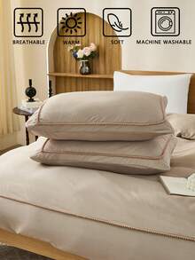 Bộ ga trải giường 3 món có tua rua bông xù (1 ga trải giường + 2 vỏ gối, không bao gồm chăn bông), bộ đồ giường màu xám cổ điển sang trọng, chất liệu polyester mềm mại, thoáng khí, nhẹ, trang trí phòng ký túc xá, phù hợp với nhiều kích cỡ giường. - Nhiều màu - Xem 8