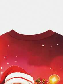 男士 3D 新款时尚印花短袖圣诞老人节日休闲涤纶 T 恤 - 彩色 - 查看 4