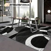 Black Grey Machine Washable Modern Abstract Geometric 1pc Area Rug - Non-Slip Backing, Polyester, For Living Room, Garden, Outdoor Use - Christmas Decorative Carpet - Multicolor - View 5