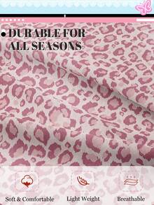 2/3-teiliges Spannbetttuch Set, Bettwäsche, Matratzenschoner, Bettüberwurf, Bettlaken, Heimdekoration, gemütliche Heimtextilien, atmungsaktiver und pillingresistenter Matratzenschoner, weich und hautfreundlich, weiche und bequeme Bettwäsche für das Schlafzimmer, modischer Matratzenbezug, komplett abdeckender Matratzenschoner, rosa Basis mit Leoparden-Muster