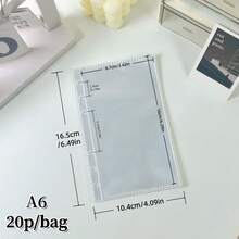 10/20/30/50张/包 A6/A7/M5/A8 透明活页页，双面相册补充页，活页夹插页，贴纸书补充页，活页夹口袋，优质PP材质，适用于偶像照片卡、明信片、交易卡、照片、校园卡、门禁卡存储、办公文具、计划本 - 無色 - 查看 15