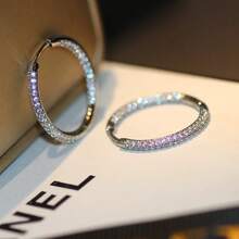 Luxuriöse, elegante, übertriebene, glänzende Creolen mit kubischem Zirkonia, geeignet für den täglichen Gebrauch von Frauen, Partys und Veranstaltungen, Geschenk für Herbst/Winter, Weihnachten, Valentinstag