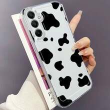 Funda de Teléfono con Patrón de Vaca Linda para Samsung Galaxy A02 A03S A04 A05S A06 A13 A14 A15 A16 5G A21S A22 A23 A24 A25 A32 A34 A35 A50 A52 A53 A54 A55 A73 S21 Ultra S22 Plus S23+ S24 FE S25 Funda Protectora Transparente de TPU Creativa de Dibujos Animados Antigolpes - Colores mixtos - Ver 3