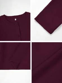 Live To Mo Fspring Break Outfits Brown Top Cardigan With Long Sleeves And Buttons, Casual Y2K Style. Perfect For Valentine's Day, Going Out Tops Women And Daily Wear. - Purple - View 11