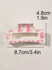 2 piezas Pasadores de pelo cuadrados de combinación con estampado UV de corazones coloridos y graffiti, de material ABS rosa, regalo de pareja para fiesta de té, playa, accesorios de invierno elegantes para el cabello