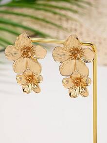 1pc/1pair/1set Gold Beaded Floral Necklace & Earrings Set, Gift For Valentine's Day, Mother's Day, New Year, Floral Element For Wedding Wear - Flower - View 19