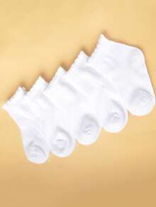 5 Pairs Kids Lightweight Breathable Solid Color Running Sports Ankle Socks - White - View 6