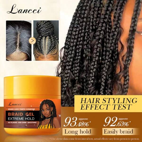 African Extra Hold Braid, Loc, Twist Gel - Extreme Hold Braiding Hair Gel, Edge Control & Tames Frizz, High Shine Frizz, No Flake, Moisture Boosting, Lasting Hold, For All Hair Types, Natural Ingredients 4oz 113g