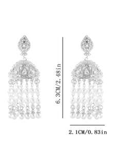 A Pair Of Luxury Faux Pearl Chain Vintage Elegant Fringe Bridal Earrings